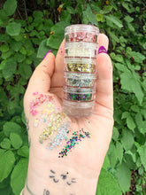 Load image into Gallery viewer, Stackable Glitter Jar- 5 Glitters + Aloe
