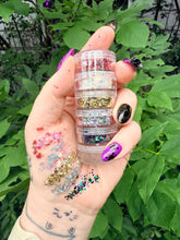 Load image into Gallery viewer, Stackable Glitter Jar- 5 Glitters + Aloe